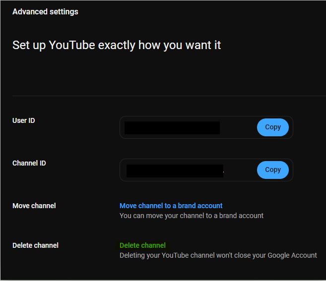 Delete channel