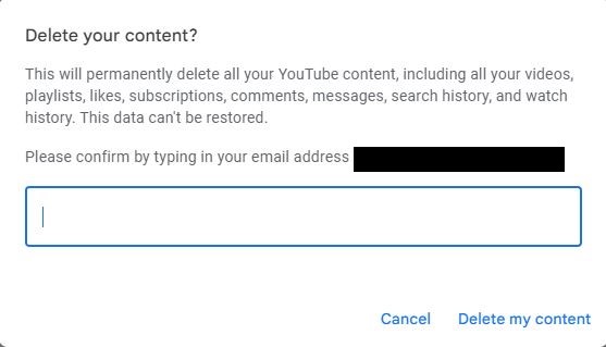 Confirm delete YouTube channel