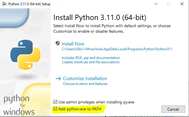 Python install screen