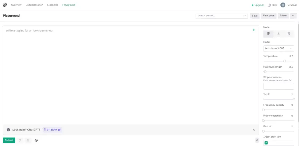 OpenAI playground